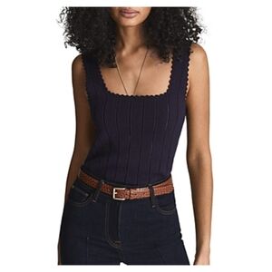 Reiss Dory Stitch Interest Square Neck Vest Top
